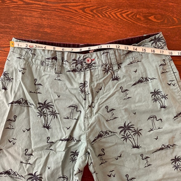 Beverly Hills Polo Club men’s 34 Teal Shorts with palm trees and flamingo print - Picture 5 of 8